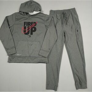 Nike Dri-Fit Tracksuit Boy XL Gray Black Red Hoodie Sweatshirt Old Navy Joggers